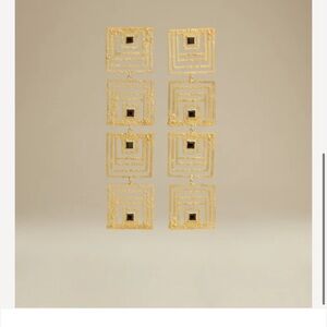 Chic Gold and Black Square Drop Earrings